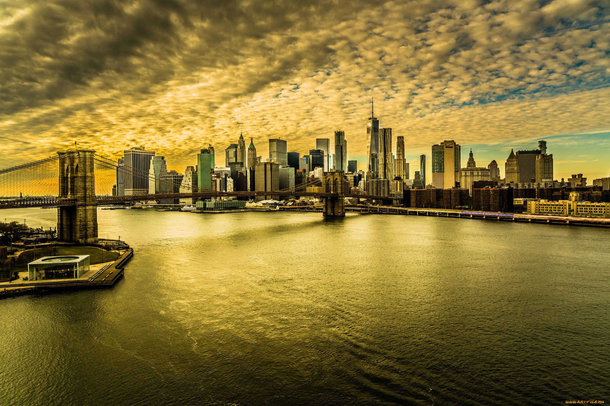 brooklyn bridge and the downtown district, , - , , 